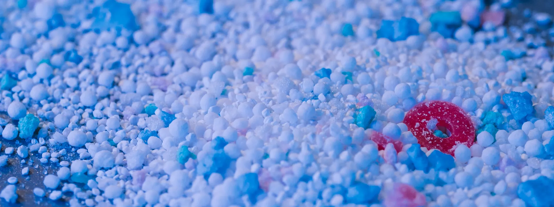 A close view of sorted recycled plastic granules